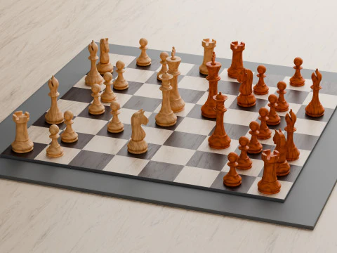 Wooden Chess 3D Model