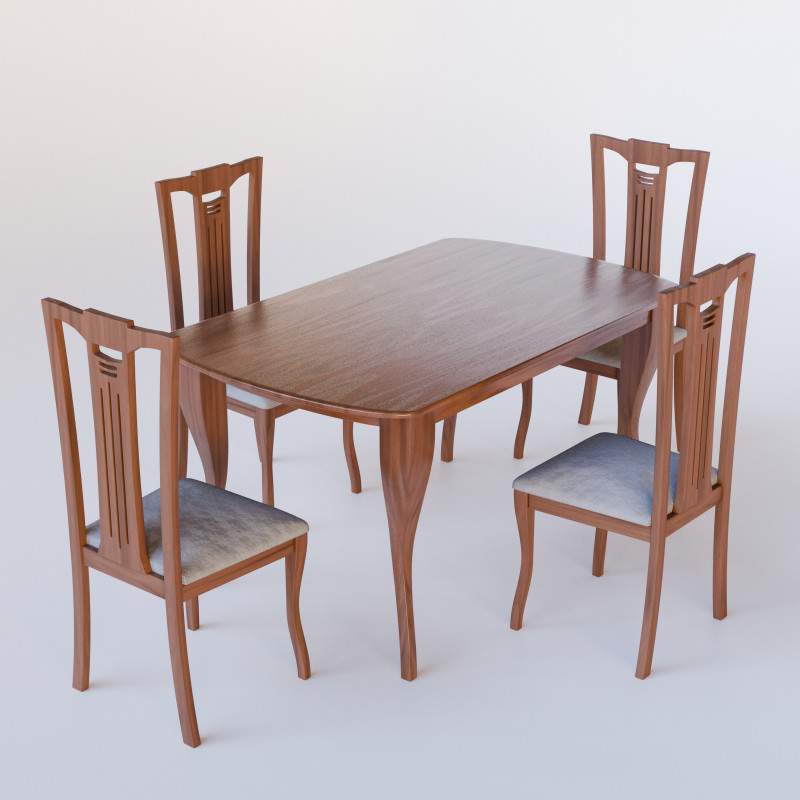 Dining Table With Chairs 3D Модель .c4d .max .obj .3ds .fbx .stl .blend