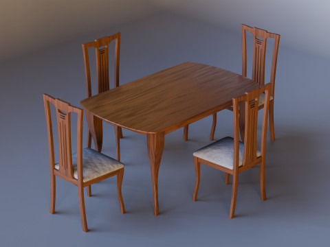 Dining Table With Chairs 3D Модель