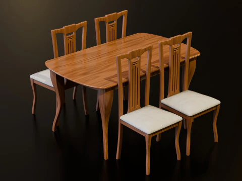 Dining Table With Chairs 3D Model