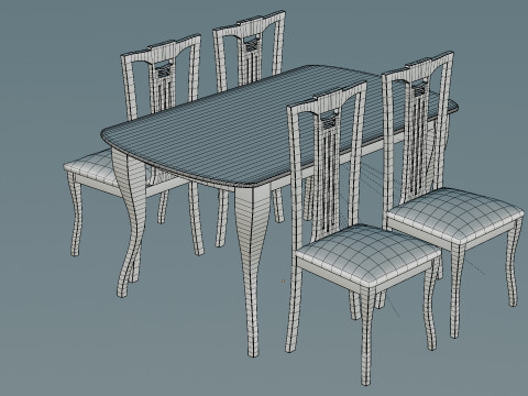 Dining Table With Chairs 3D Модель