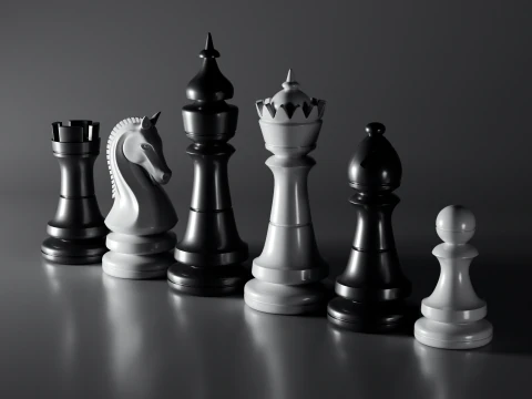 Modern Regal Chess pieces Set 3D Print Model