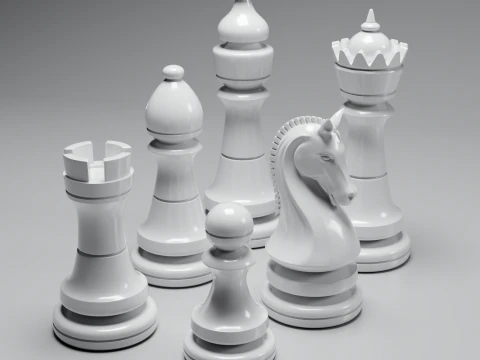 Modern Regal Chess pieces Set 3D Print Model