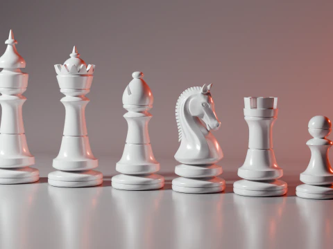 Modern Regal Chess pieces Set 3D Print Model