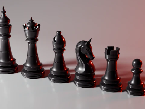 Modern Regal Chess pieces Set 3D Print Model