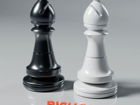 Modern Regal Chess pieces Set 3D Print Model