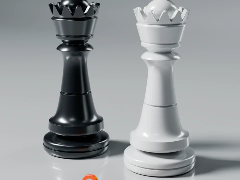 Modern Regal Chess pieces Set 3D Print Model
