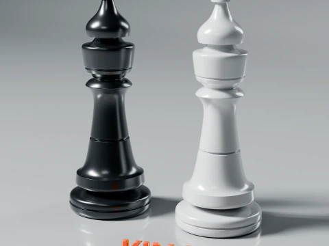 Modern Regal Chess pieces Set 3D Print Model