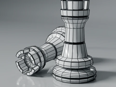 Modern Regal Chess pieces Set 3D Print Model