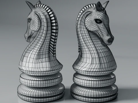 Modern Regal Chess pieces Set 3D Print Model