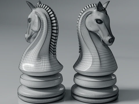 Modern Regal Chess pieces Set 3D Print Model