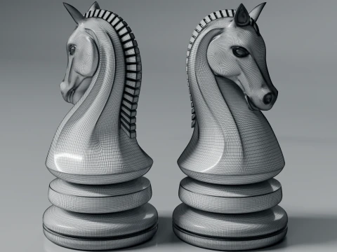 Modern Regal Chess pieces Set 3D Print Model