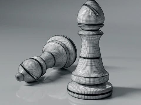Modern Regal Chess pieces Set 3D Print Model