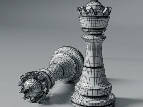 Modern Regal Chess pieces Set 3D Print Model