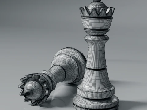 Modern Regal Chess pieces Set 3D Print Model
