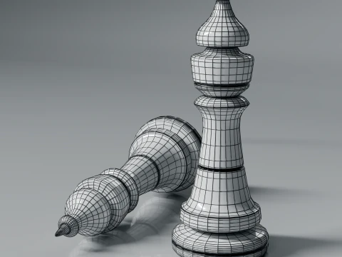 Modern Regal Chess pieces Set 3D Print Model