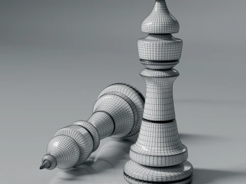 Modern Regal Chess pieces Set 3D Print Model