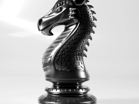 Model Catur Fantasi Bidak Catur Ksatria Naga Model Cetak 3D