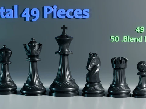 Royal Chess pieces Set 3D Print Model