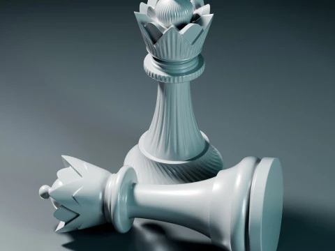 Royal Chess pieces Set 3D Print Model