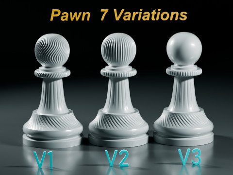 Royal Chess pieces Set 3Dプリントモデル