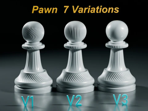 Royal Chess pieces Set 3D Print Model