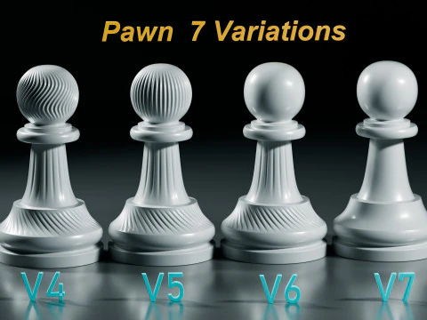 Royal Chess pieces Set 3D Print Model