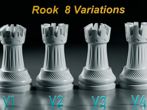 Royal Chess pieces Set 3D Print Model