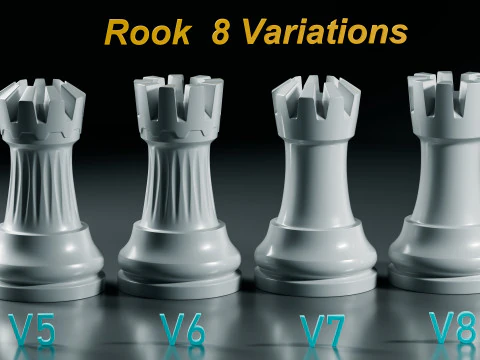 Royal Chess pieces Set 3D Print Model