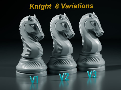 Royal Chess pieces Set 3Dプリントモデル