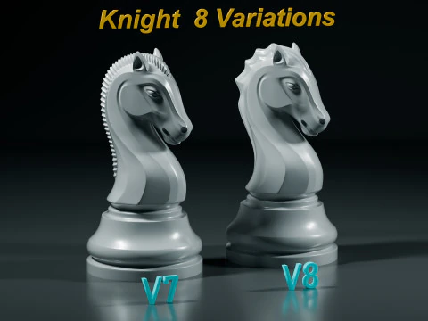 Royal Chess pieces Set 3D Print Model