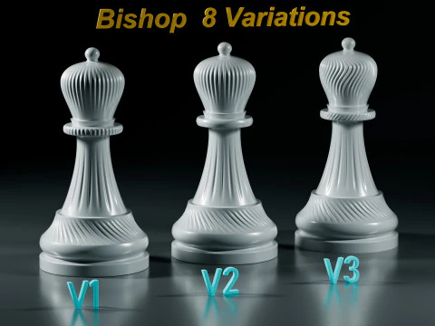 Royal Chess pieces Set 3D Print Model