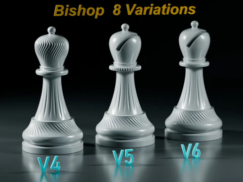 Royal Chess pieces Set 3D Print Model