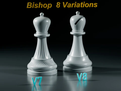 Royal Chess pieces Set 3D Print Model