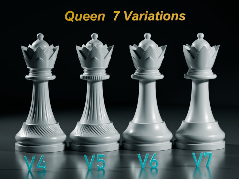 Royal Chess pieces Set 3Dプリントモデル