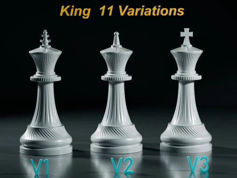 Royal Chess pieces Set 3D Print Model