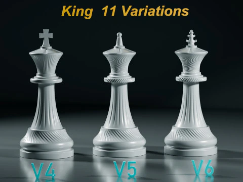 Royal Chess pieces Set 3D Print Model