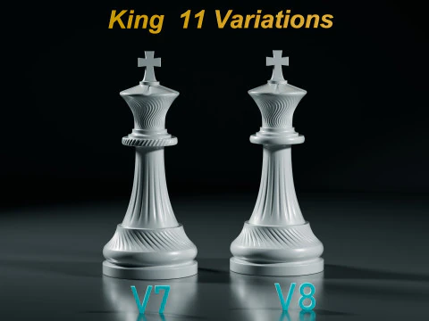 Royal Chess pieces Set 3D Print Model