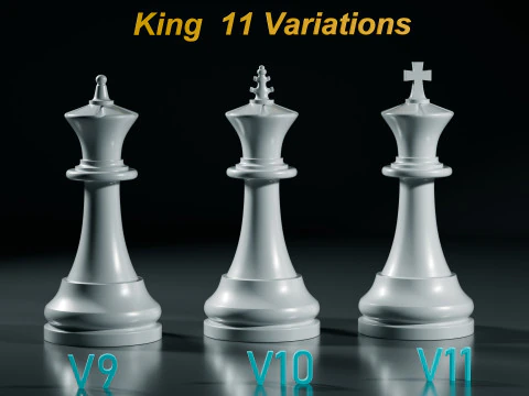 Royal Chess pieces Set 3D Print Model