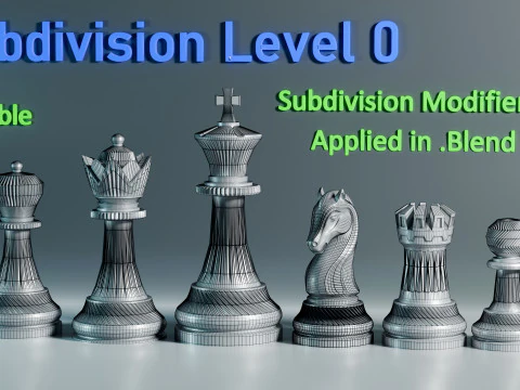 Royal Chess pieces Set 3D Print Model