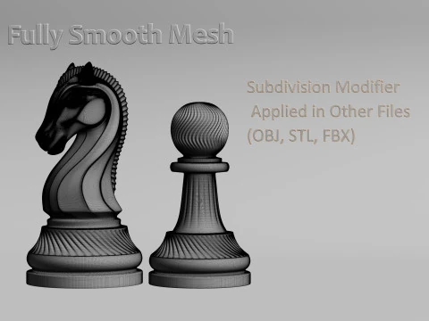 Royal Chess pieces Set 3D Print Model