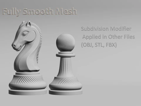 Royal Chess pieces Set 3D Print Model