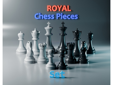 Royal Chess pieces Set Modelo de Impressão 3D