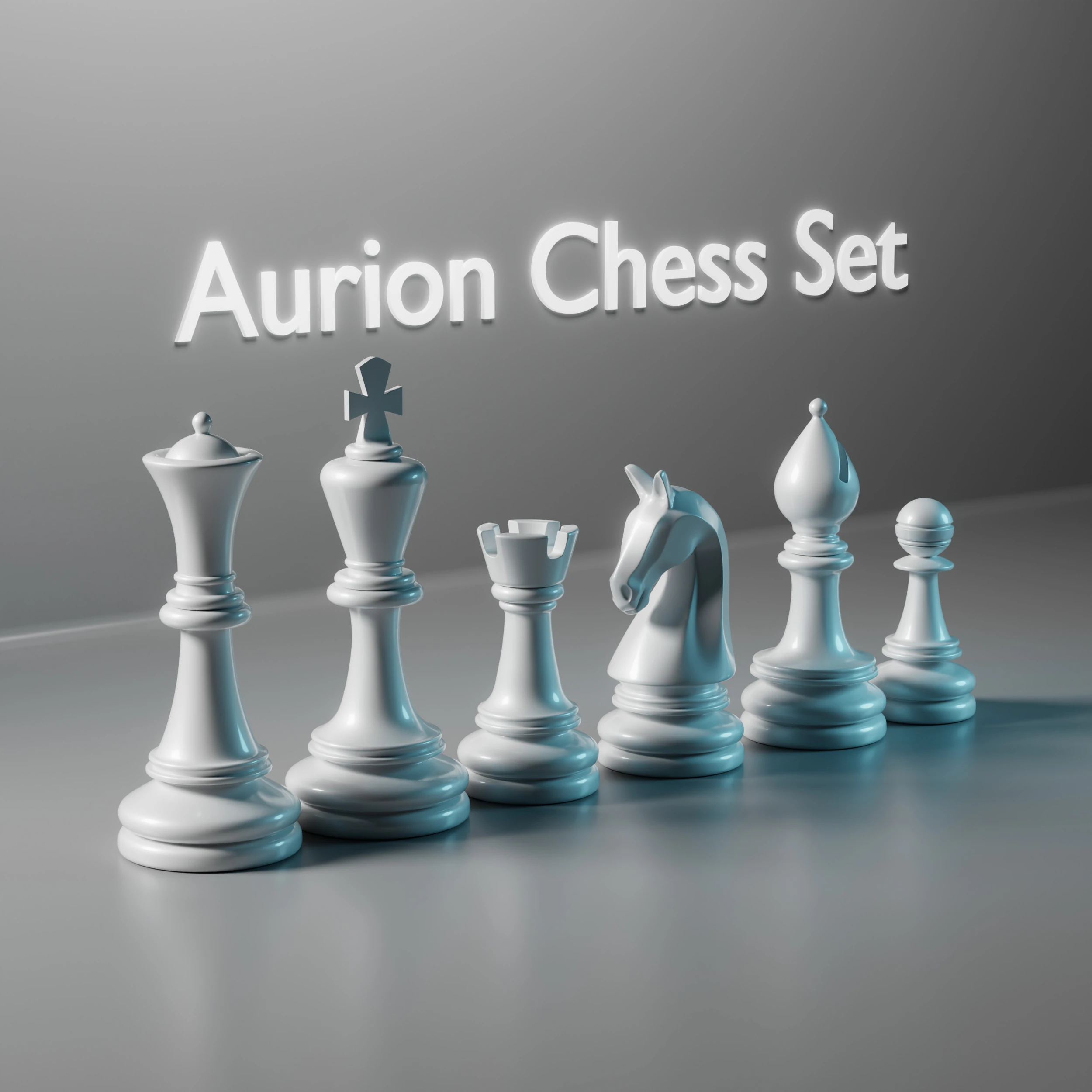Aurion Chess Pieces Set 3D Print Model .c4d .max .obj .3ds .fbx .stl .blend 