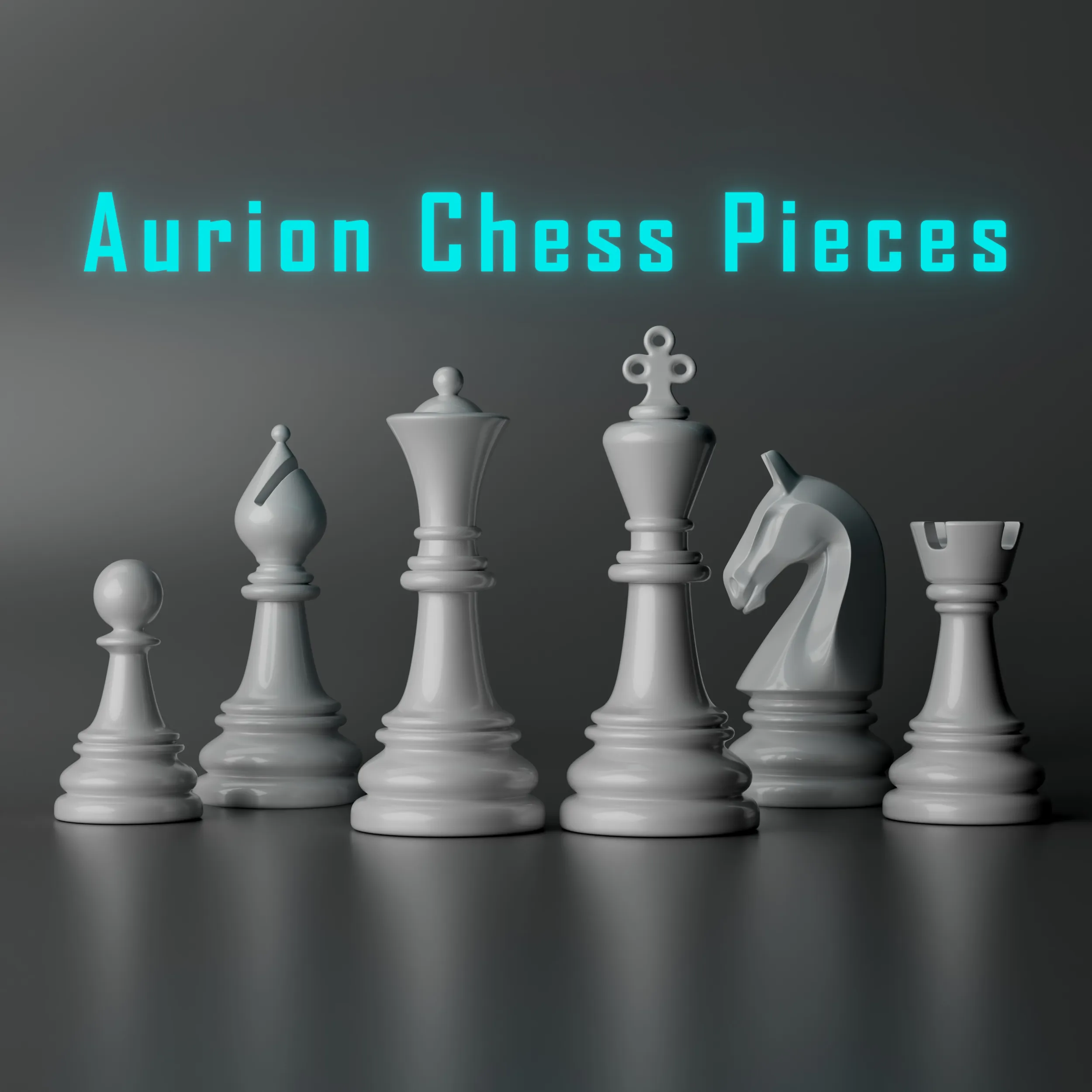Aurion Chess Pieces Set 3D Print Model .c4d .max .obj .3ds .fbx .stl .blend