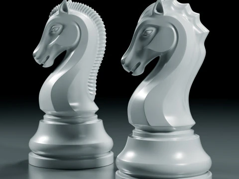 Royal Chess Knight Set 3D Print Model