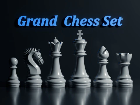 Conjunto de pe&ccedil;as de xadrez grande Modelo de Impressão 3D