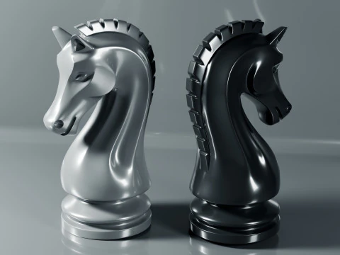 Simple Chess Knight Piece 3D Print Model