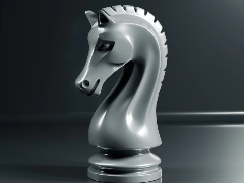 Simple Chess Knight Piece 3D Print Model