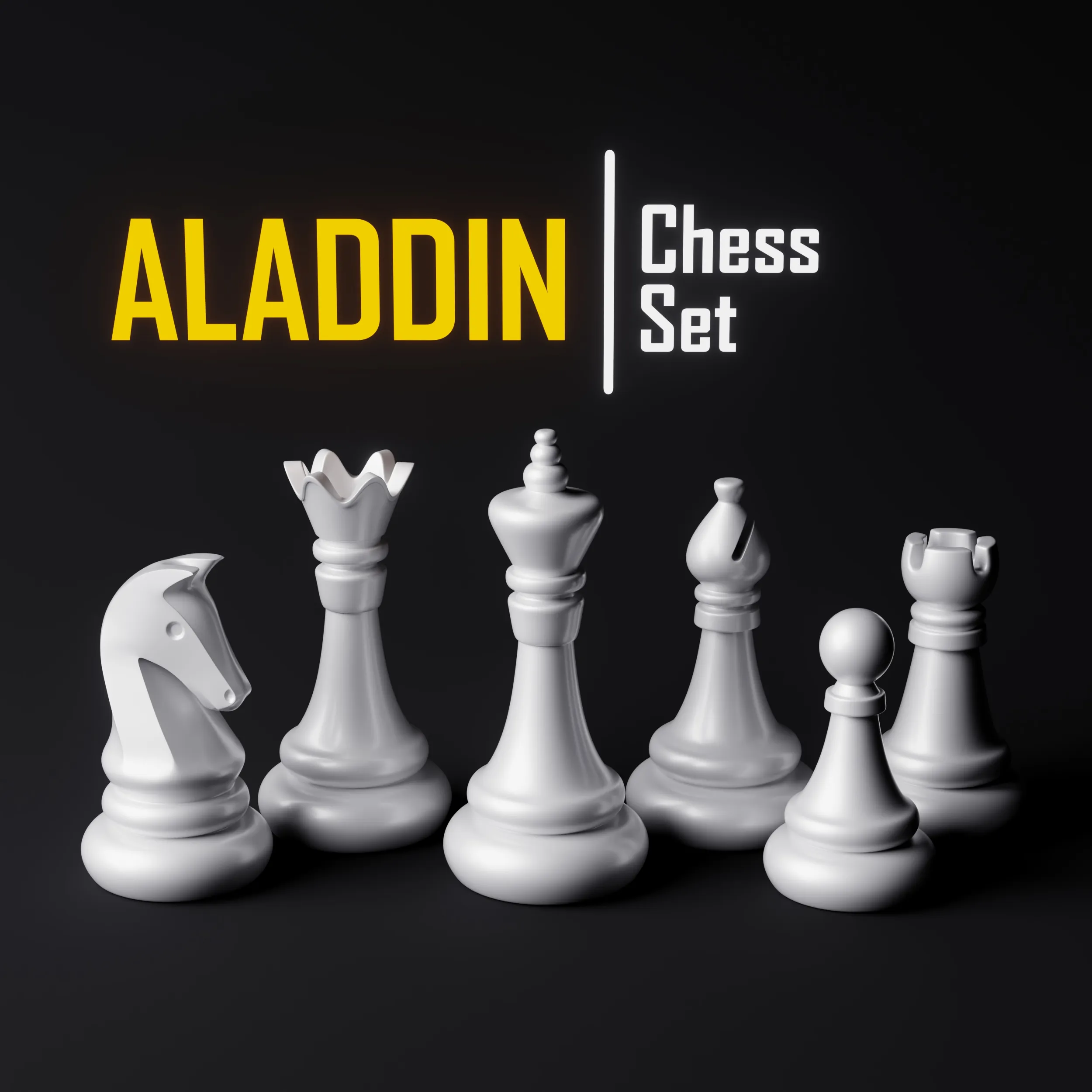 Aladdin Chess Pieces Set 3D Print Model .c4d .max .obj .3ds .fbx .stl .blend 